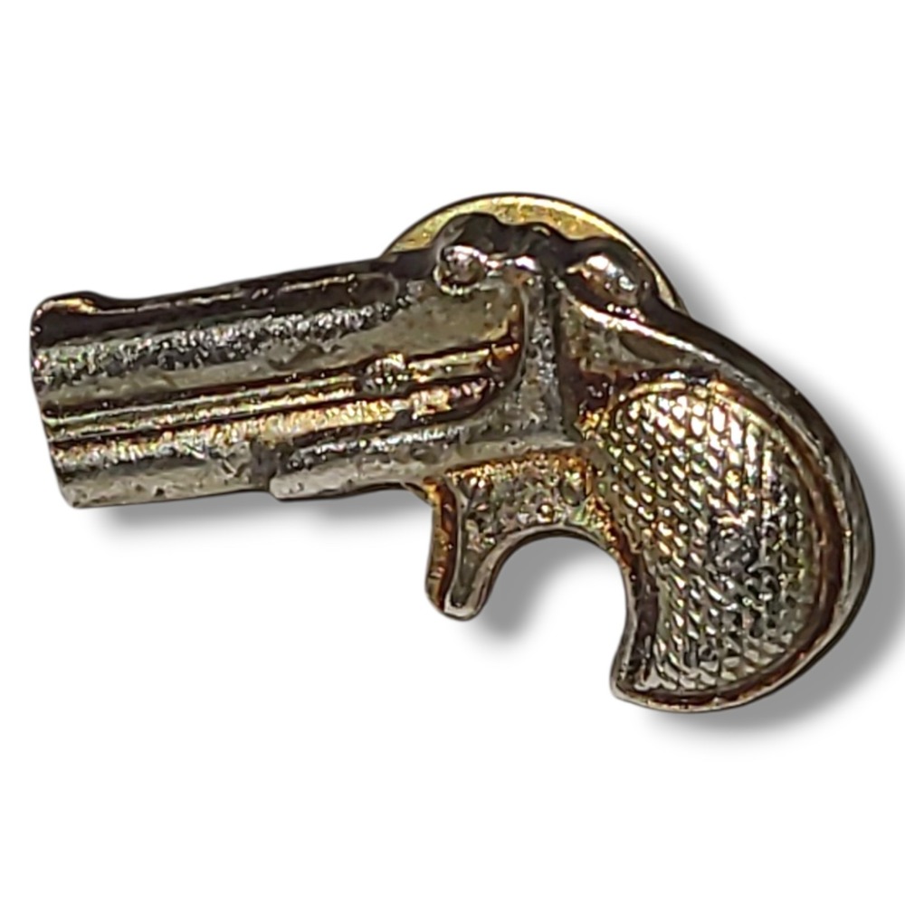Vintage Western Derringer or Revolver Pistol Shaped Lapel‎ Pin / Tie Tack